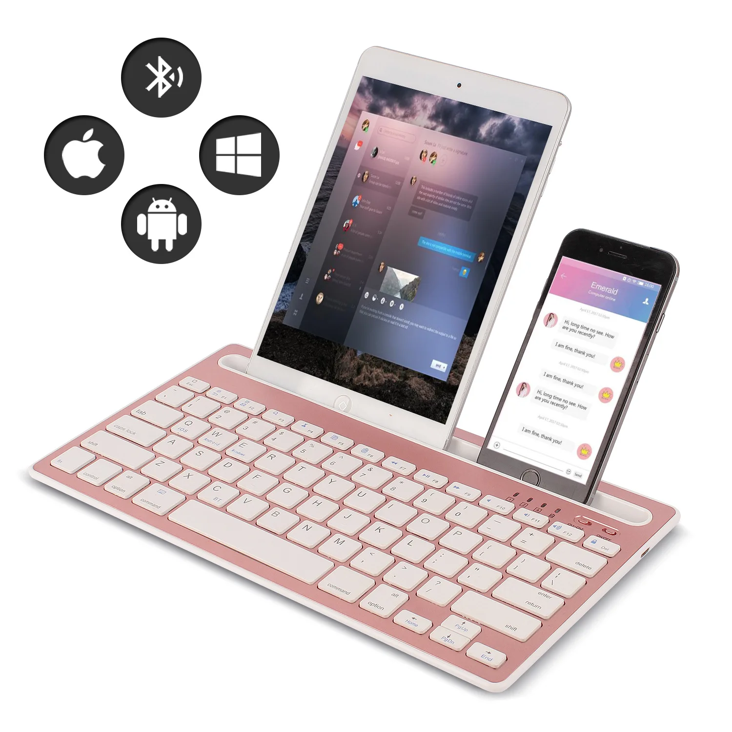 Laptop Ergonomic Accessories - Android/iOS/Windows Sistemleriyle Uyumlu Bluetooth Klavye, iPad/Akıllı