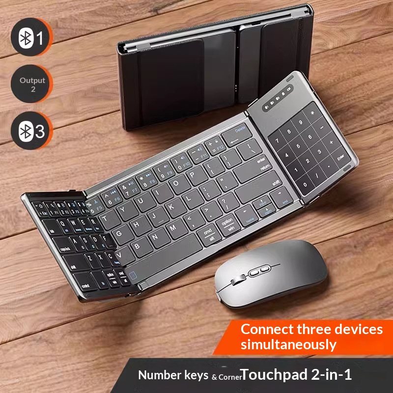 Laptop Accessories Mouse - Mengzu Üç Katlı Kablosuz Bluetooth Klavye,